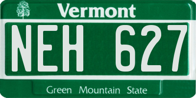 VT license plate NEH627