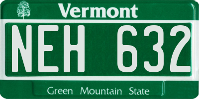 VT license plate NEH632