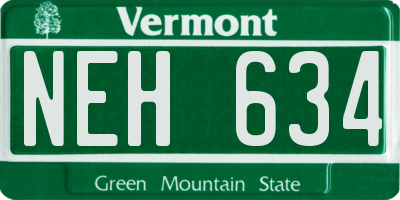 VT license plate NEH634