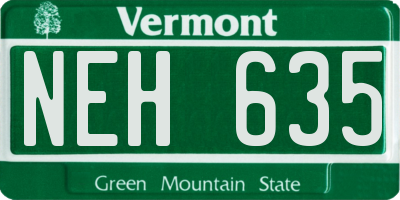 VT license plate NEH635