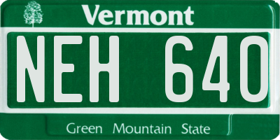 VT license plate NEH640