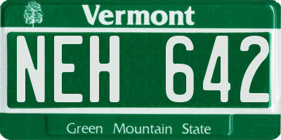 VT license plate NEH642