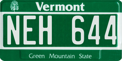 VT license plate NEH644