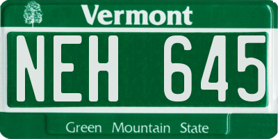 VT license plate NEH645