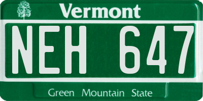 VT license plate NEH647