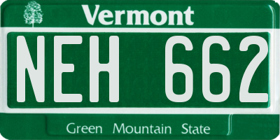 VT license plate NEH662