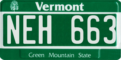 VT license plate NEH663