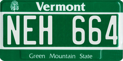 VT license plate NEH664