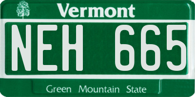 VT license plate NEH665
