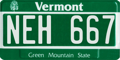 VT license plate NEH667