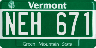 VT license plate NEH671
