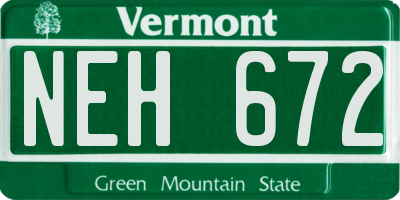 VT license plate NEH672