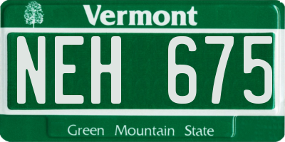 VT license plate NEH675