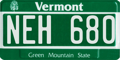 VT license plate NEH680