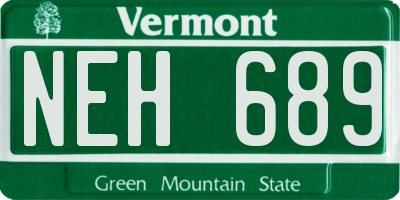 VT license plate NEH689