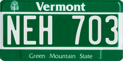 VT license plate NEH703