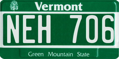 VT license plate NEH706