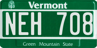 VT license plate NEH708