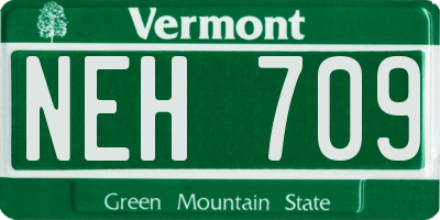 VT license plate NEH709