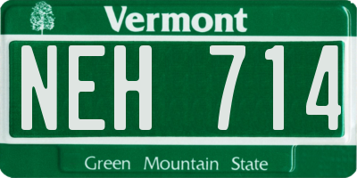 VT license plate NEH714