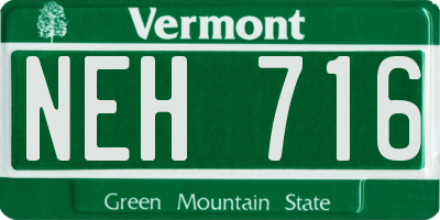 VT license plate NEH716