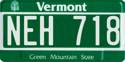 VT license plate NEH718