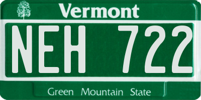 VT license plate NEH722