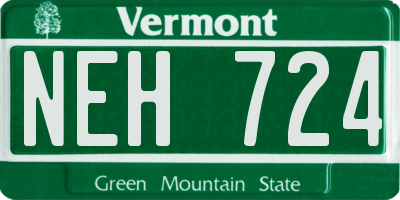 VT license plate NEH724