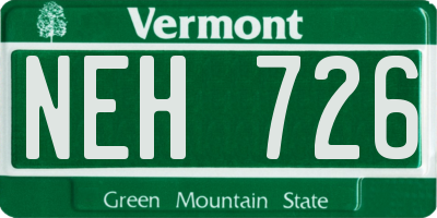 VT license plate NEH726