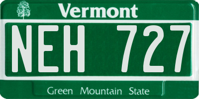 VT license plate NEH727