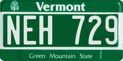 VT license plate NEH729