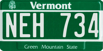 VT license plate NEH734