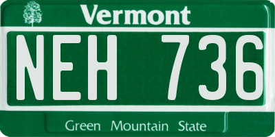 VT license plate NEH736