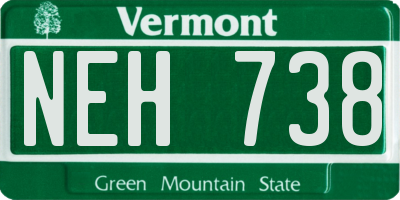 VT license plate NEH738