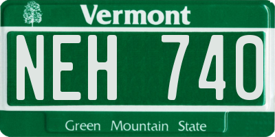VT license plate NEH740