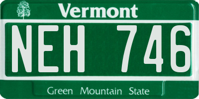 VT license plate NEH746