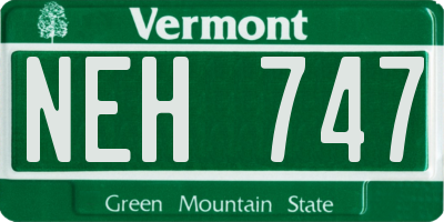 VT license plate NEH747