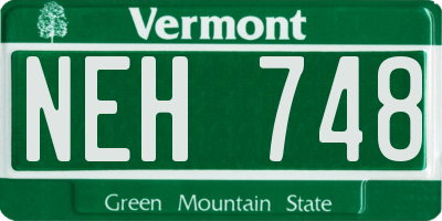 VT license plate NEH748