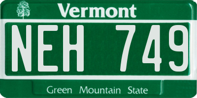 VT license plate NEH749