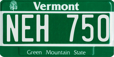 VT license plate NEH750