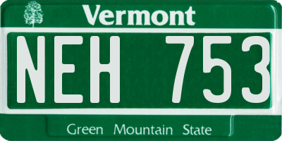 VT license plate NEH753