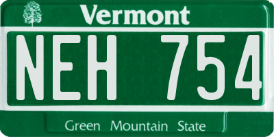 VT license plate NEH754