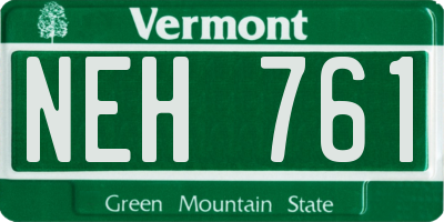 VT license plate NEH761