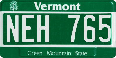 VT license plate NEH765