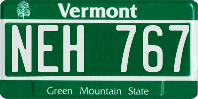 VT license plate NEH767