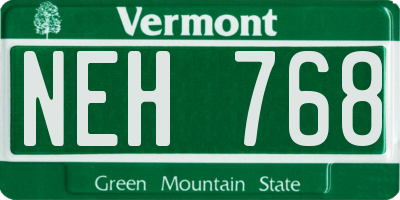 VT license plate NEH768