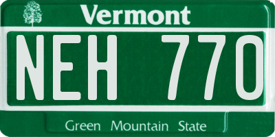 VT license plate NEH770