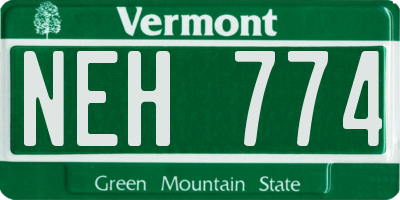 VT license plate NEH774