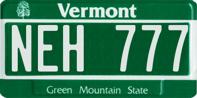 VT license plate NEH777