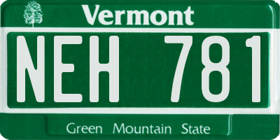 VT license plate NEH781